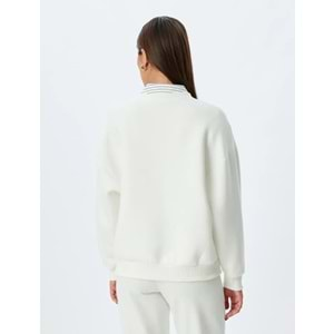 Oversize Sweatshirt Bisiklet Yaka Uzun Kollu 5WAK10108EK