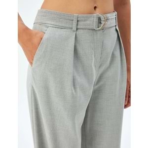 Kemerli Kumaş Pantolon Düz Paça Cepli - KOTON - 5WAK40017PW - GRİ - 42