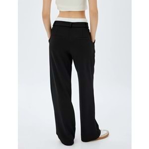 Bol Paça Pantolon Çift Bel Detaylı - KOTON - 5WAK40038EK - SİYAH - M