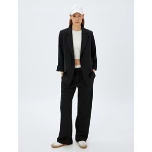 Bol Paça Pantolon Çift Bel Detaylı - KOTON - 5WAK40038EK - SİYAH - M