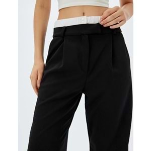 Bol Paça Pantolon Çift Bel Detaylı - KOTON - 5WAK40038EK - SİYAH - M