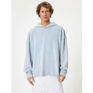 Oversize Sweatshirt Yıkamalı Uzun Kollu 5WAM70013MK