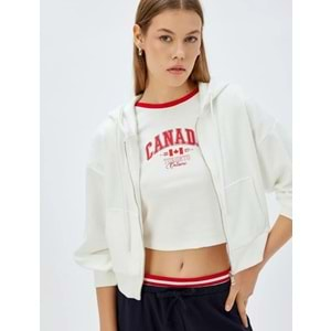 Crop Kapüşonlu Fermuarlı Sweatshirt 5WAK10056EK