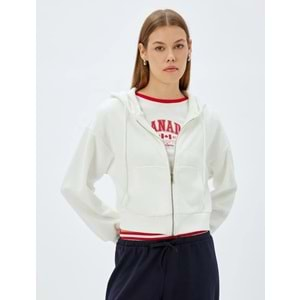 Crop Kapüşonlu Fermuarlı Sweatshirt 5WAK10056EK