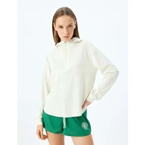 Yarım Fermuarlı Kapüşonlu Dikiş Detaylı Spor Sweatshirt 5WAK10120NK