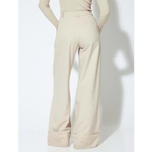 Kadın Giyim Yüksek Bel Geniş Paça Kumaş Pantolon Pile Detaylı 5WAK40148UW - KOTON - 5WAK40148UW - BEJ - 42