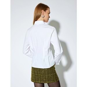 Kadın Giyim Poplin Gömlek Önden Çift Pens Detaylı Pamuklu 5WAK60157UW - KOTON - 5WAK60157UW - BEYAZ - 36