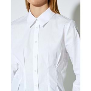 Kadın Giyim Poplin Gömlek Önden Çift Pens Detaylı Pamuklu 5WAK60157UW - KOTON - 5WAK60157UW - BEYAZ - 36