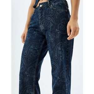 Kadın Giyim Desenli Düz Paça Kot Pantolon - Nora Longer Straight Jeans 5WAL40127MD