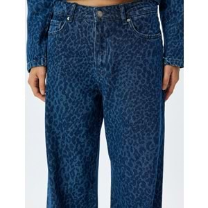 Kadın Giyim Kot Pantolon Leopar Baskılı - Wide Leg Jeans 5WAL40220MD