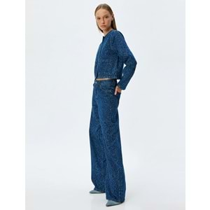 Kadın Giyim Kot Pantolon Leopar Baskılı - Wide Leg Jeans 5WAL40220MD