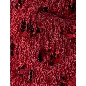 Kadın Giyim Payetli Mini Abiye Elbise Halter Yaka Kolsuz Volanlı - KOTON - 5WAK80003FK - BORDO - L