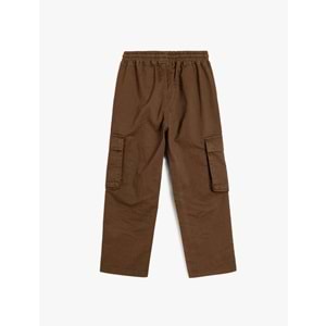 Erkek Çocuk Kargo Kot Pantolon Cep Detaylı Pamuklu - KOTON - 5WKB40023TD - KAHVERENGİ - 5-6 YAŞ