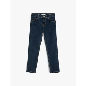 Erkek Çocuk Kot Pantolon Ayarlanabilir Lastikli Pamuklu - Slim Jean 4SKB40039TD