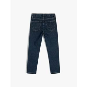 Erkek Çocuk Kot Pantolon Ayarlanabilir Lastikli Pamuklu - Slim Jean 4SKB40039TD