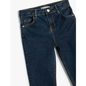 Erkek Çocuk Kot Pantolon Ayarlanabilir Lastikli Pamuklu - Slim Jean 4SKB40039TD