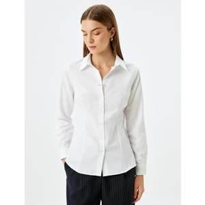 Regular Fit Uzun Kollu Basic Gömlek 5SAK60044UW - KOTON - BEYAZ - 44