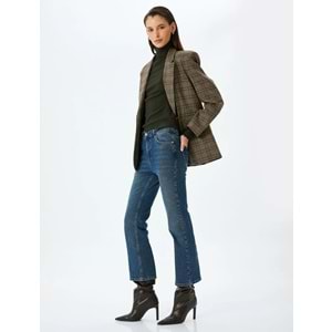 İspanyol Paça Normal Bel Crop Kot Pantolon Dar Kalıp 5SAL40030MD