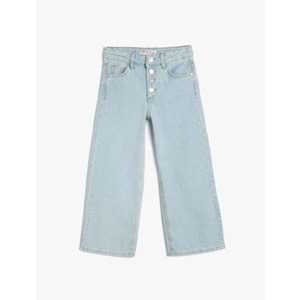 Kız Çocuk Geniş Paça Kot Pantolon 5SKG40016AD - KOTON - AÇIK İNDİGO - 7-8 YAŞ