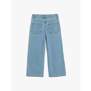 Kız Çocuk Kot Pantolon Geniş Paça 5SKG40019AD - KOTON - ORTA İNDİGO - 5-6 YAŞ