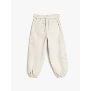 Kız Çocuk Kemer Detaylı Jogger Pantolon 5SKG40030AD - KOTON - GRİ - 5-6 YAŞ