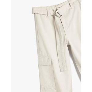 Kız Çocuk Kemer Detaylı Jogger Pantolon 5SKG40030AD - KOTON - GRİ - 5-6 YAŞ