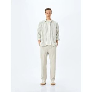 Beli Bağcıklı Cep Detaylı Pamuklu Chino Pantolon 5SAM40023HW - KOTON - DEVE TÜYÜ - 42