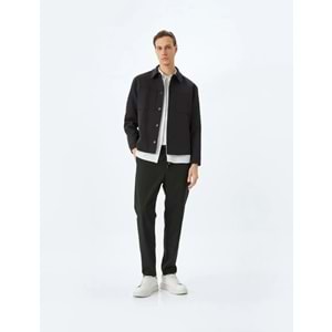 Slim Fit Viskon Karışımlı Beli Bağcıklı Pantolon 5SAM40031HW - KOTON - SİYAH - 42
