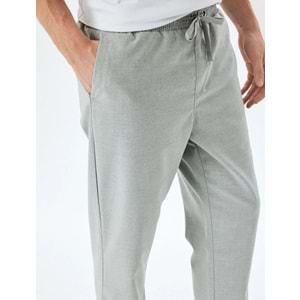 Slim Fit Viskon Karışımlı Beli Bağcıklı Pantolon 5SAM40031HW