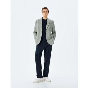 Slim Fit Düğmeli Mono Yaka Klasik Blazer Ceket 5SAM50005HK - KOTON - ANTRASİT - 48