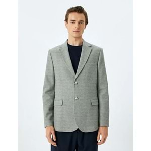 Slim Fit Düğmeli Mono Yaka Klasik Blazer Ceket 5SAM50005HK