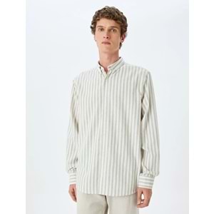 Düğmeli Gömlek Yaka Slim Fit Çizgili Gömlek 5SAM60004HW