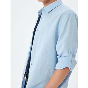 Pamuklu Kol Detaylı Klasik Gömlek 5SAM60020HW