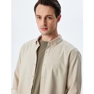 Düğmeli Yaka Klasik Slim Fit Gömlek 5SAM60054HW