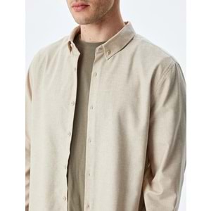Düğmeli Yaka Klasik Slim Fit Gömlek 5SAM60054HW