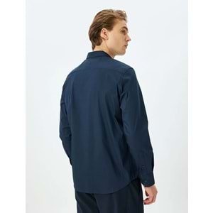 Yarım İtalyan Yaka Uzun Kollu Slim Fit Gömlek 5SAM60055HW