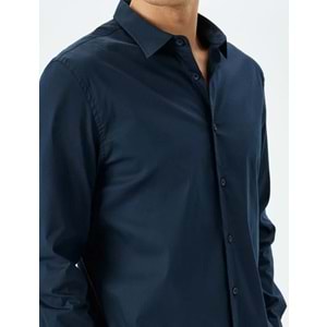 Yarım İtalyan Yaka Uzun Kollu Slim Fit Gömlek 5SAM60055HW