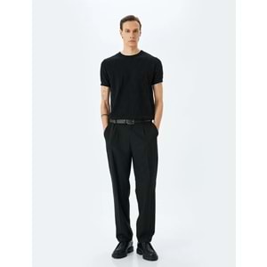 Geometrik Dokulu Kısa Kollu Pamuklu Triko Kazak 5SAM70010HT