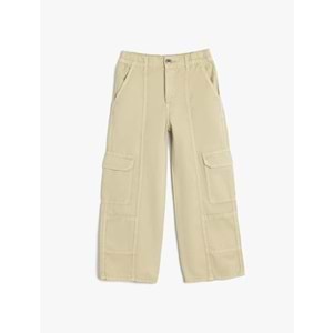 Kız Çocuk Kargo Pantolon 5SKG40051AD - KOTON - BEJ - 5-6 YAŞ