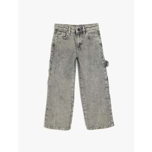 Kız Çocuk Kot Pantolon Geniş Paça 5SKG40056AD - KOTON - GRİ - 6-7 YAŞ
