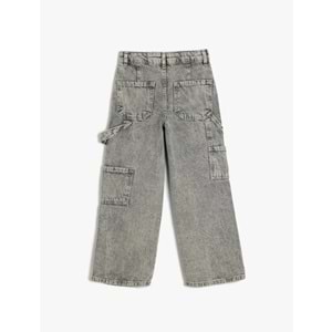 Kız Çocuk Kot Pantolon Geniş Paça 5SKG40056AD - KOTON - GRİ - 6-7 YAŞ