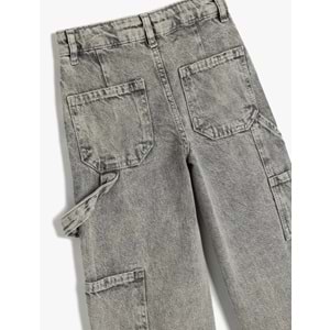 Kız Çocuk Kot Pantolon Geniş Paça 5SKG40056AD - KOTON - GRİ - 6-7 YAŞ