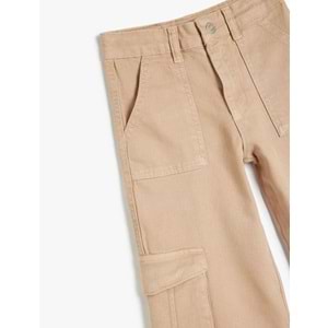 Kız Çocuk Kargo Cepli Denim Pantolon 5SKG40092AD - KOTON - BEJ - 7-8 YAŞ