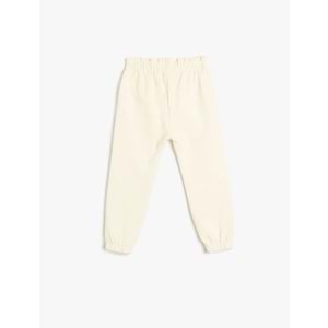 Kız Bebek Jogger Eşofman Altı Kedi Baskılı Beli Bağcıklı 5SMG40029AK - KOTON - BEJ - 4-5 YAŞ