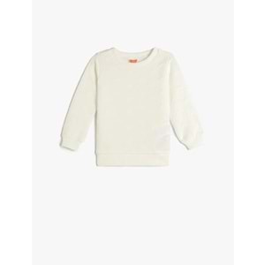 Kız Bebek Basic Sweatshirt Kalp Detaylı Dokulu 5SMG10059AK - KOTON - EKRU - 3-4 YAŞ