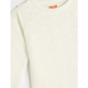 Kız Bebek Basic Sweatshirt Kalp Detaylı Dokulu 5SMG10059AK - KOTON - EKRU - 18-24 AY