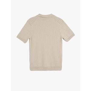 Polo Yaka Pamuklu Dokulu Kısa Kollu Triko Kazak 5SAM70009HT