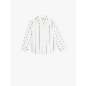 Erkek Bebek Pamuklu Düğme Detaylı Çizgili Gömlek 5SMB60035TW