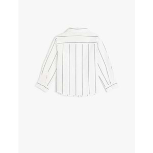 Erkek Bebek Pamuklu Düğme Detaylı Çizgili Gömlek 5SMB60035TW