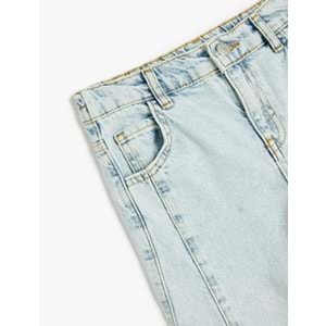 Kız Çocuk Yüksek Bel Pamuklu - Boyfriend Jean 5SKG40014AD - KOTON - AÇIK İNDİGO - 7-8 YAŞ